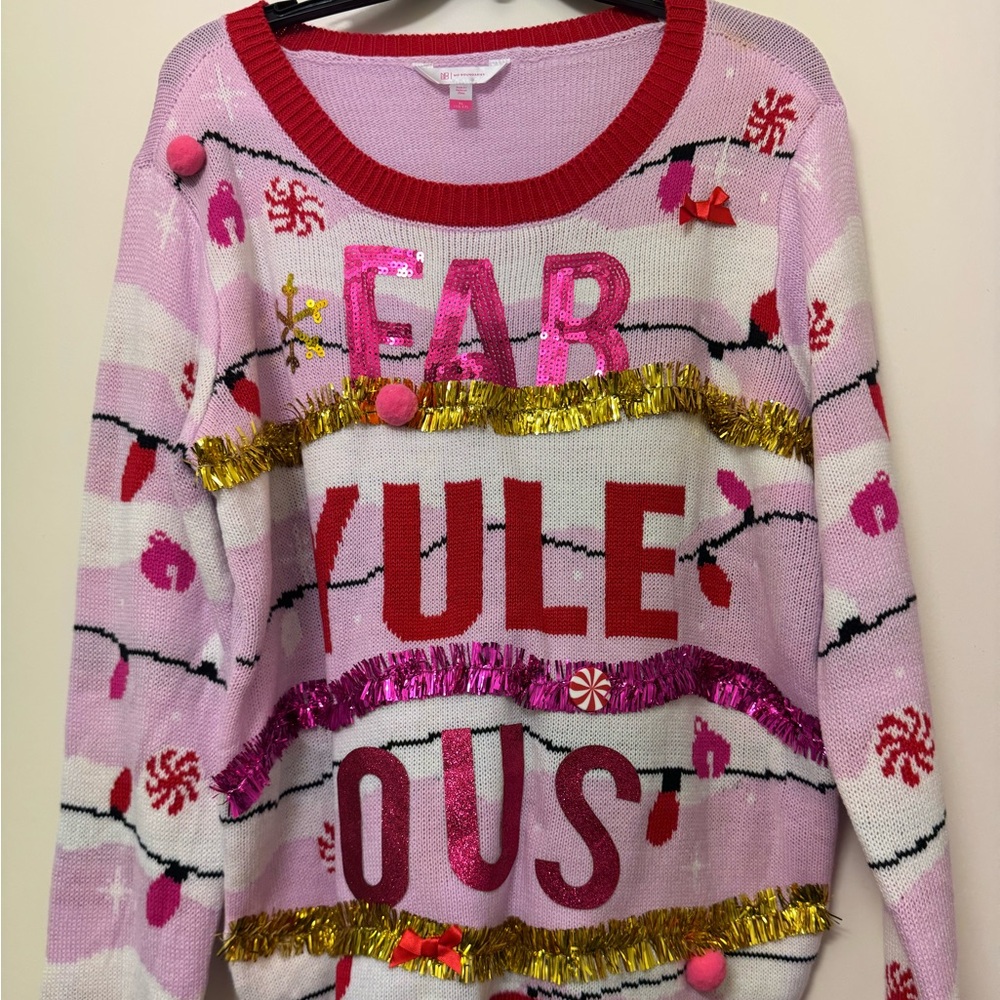 🎄 No Boundaries “Fab Yule-ous” Sequin Ugly Christmas Sweater 🎁